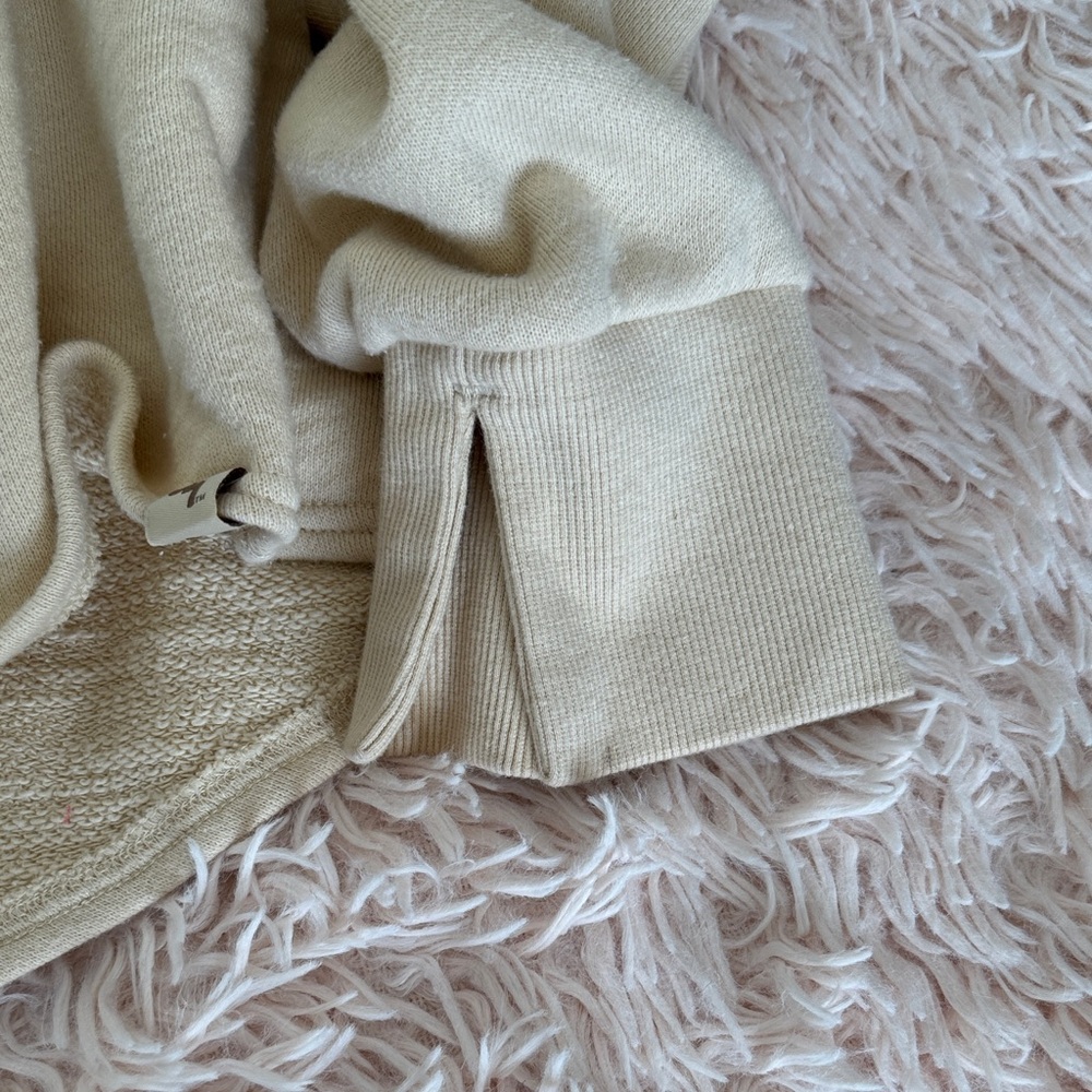 JoyLab Light Tan Ruched V-Neck Sweatshirt - Picture 4 of 4